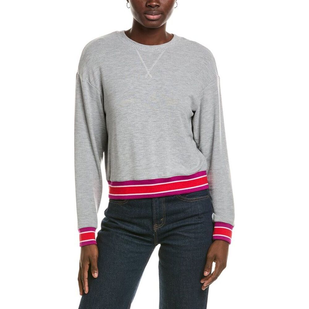 Michael Stars Womens Kimora Crew Neck Pullover, Grey